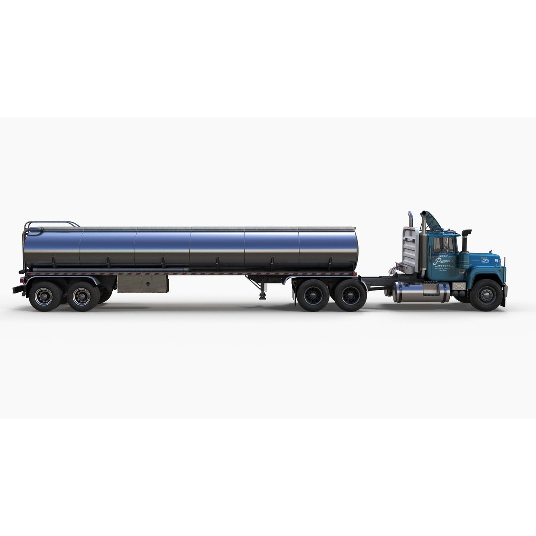 Vintage American Tanker Truck 3D Model – Low Poly Game Asset, FBX - View 5