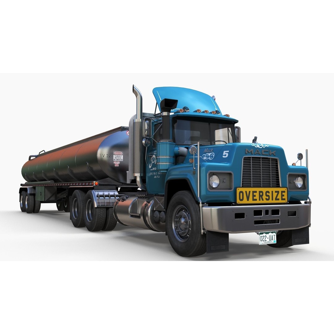Vintage American Tanker Truck 3D Model – Low Poly Game Asset, FBX - View 6