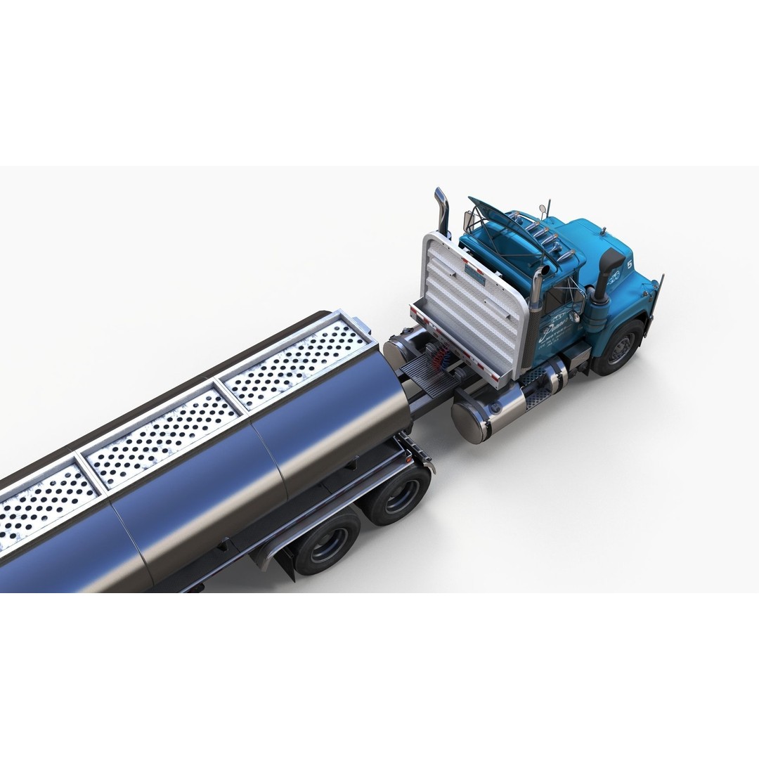 Vintage American Tanker Truck 3D Model – Low Poly Game Asset, FBX - View 7