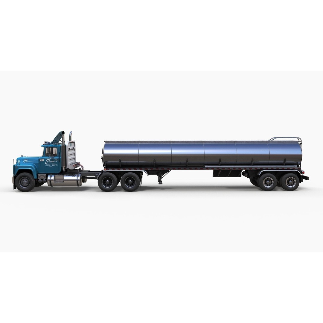 Vintage American Tanker Truck 3D Model – Low Poly Game Asset, FBX - View 8