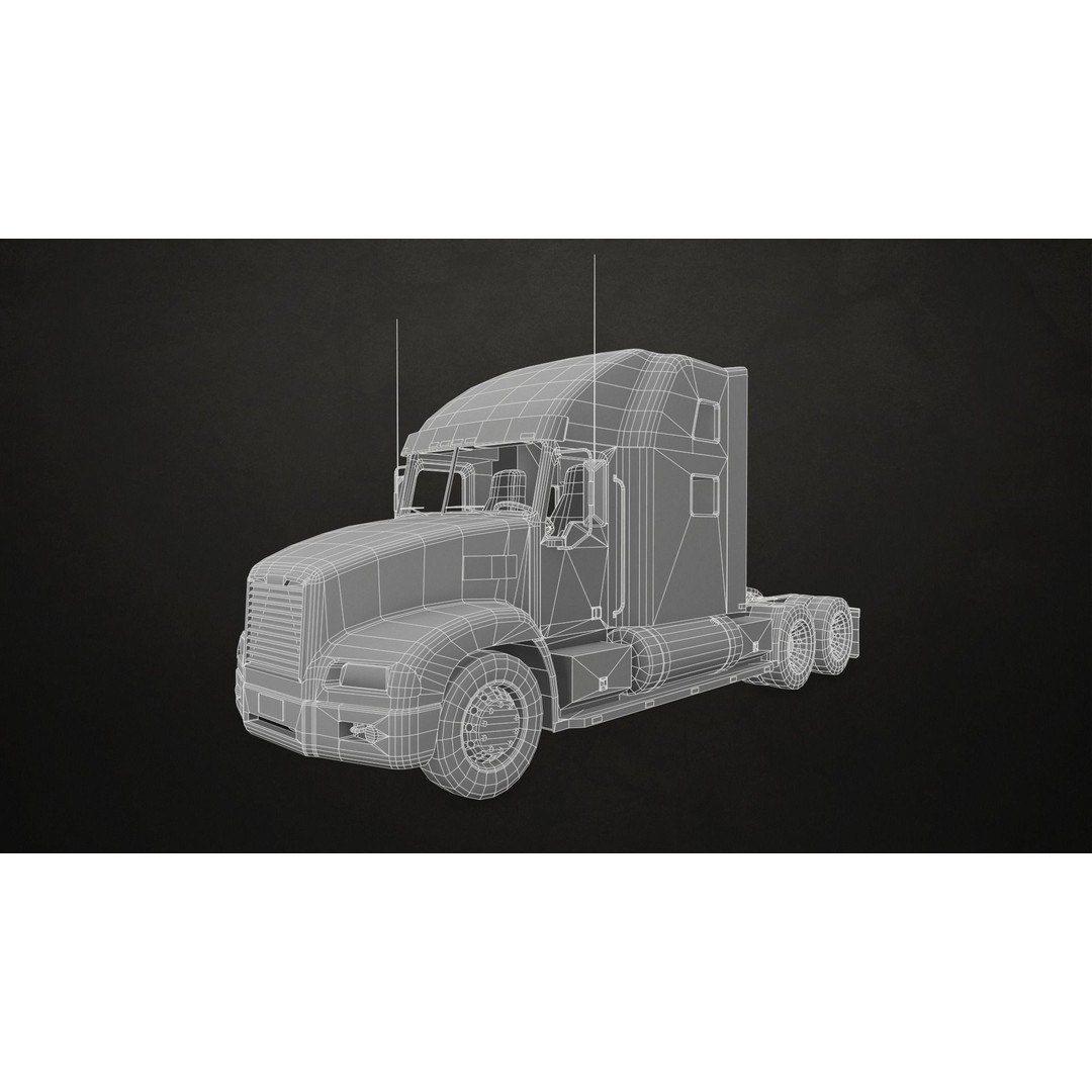 Green Semi Truck Tractor 3D Model – Low Poly Game Ready, FBX - View 13