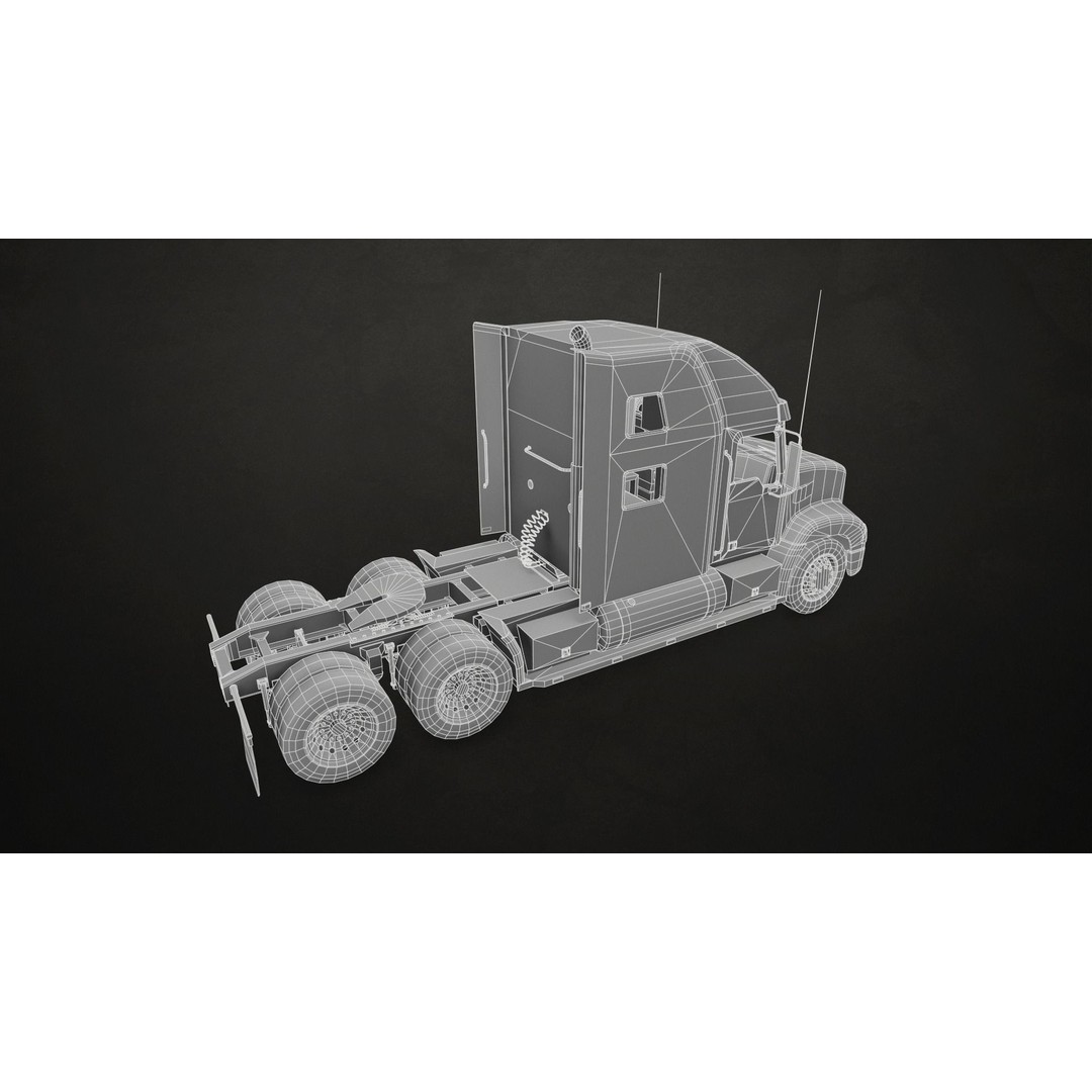 Green Semi Truck Tractor 3D Model – Low Poly Game Ready, FBX - View 14
