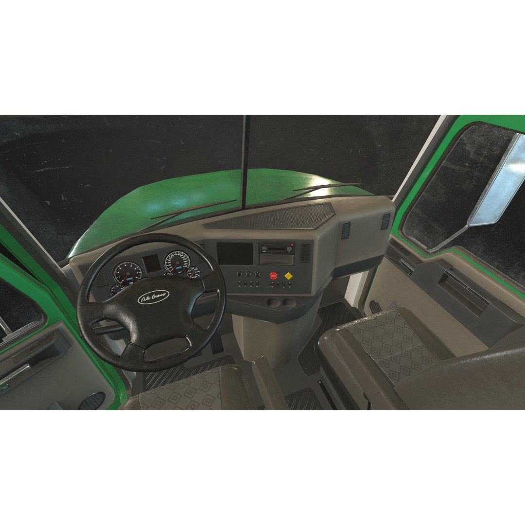 Green Semi Truck Tractor 3D Model – Low Poly Game Ready, FBX - View 9