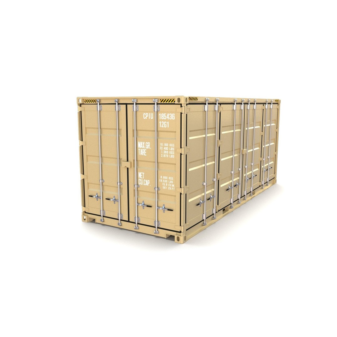 20ft Shipping Container 3D Model – Open Style, Game Ready Formats - View 11