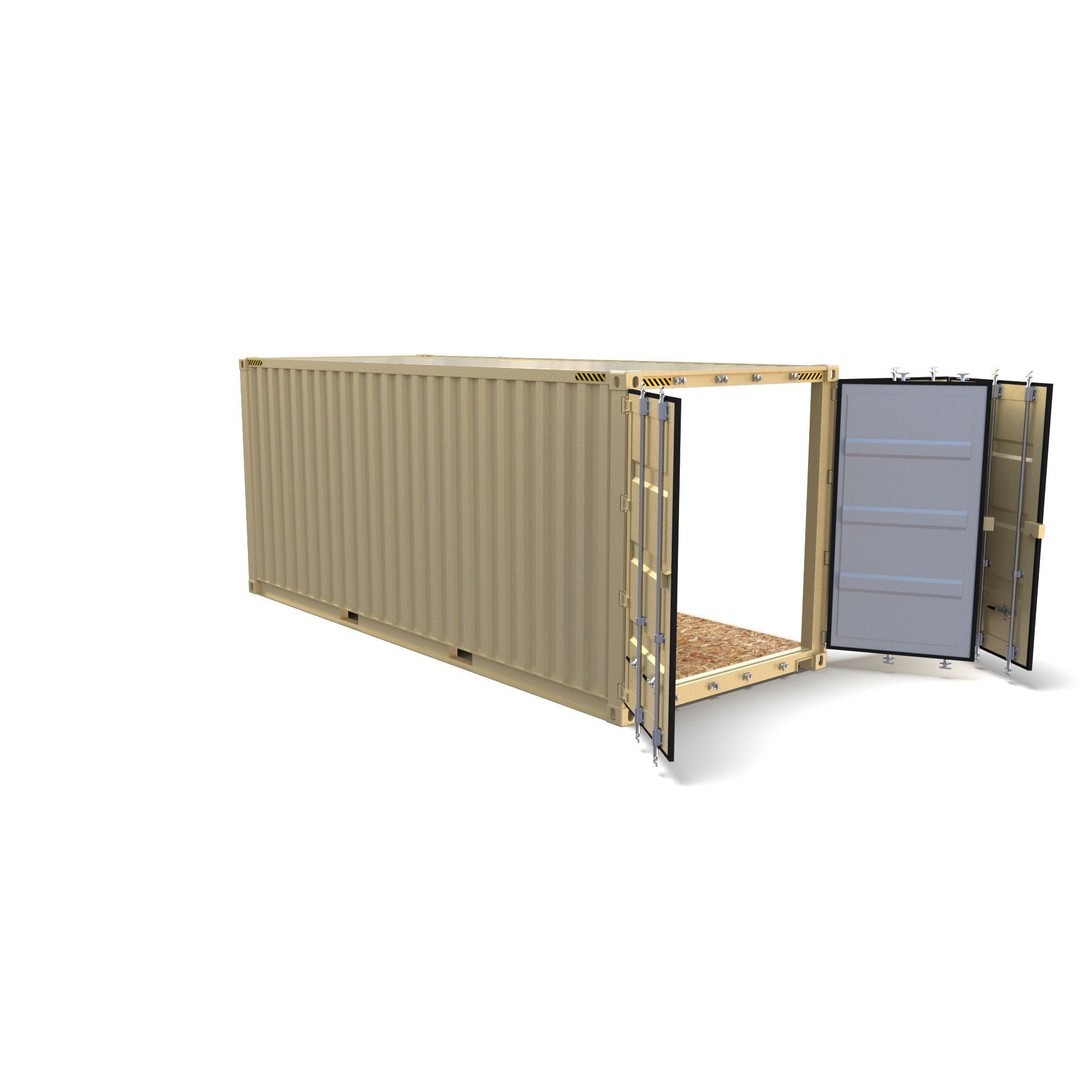 20ft Shipping Container 3D Model – Open Style, Game Ready Formats - View 13