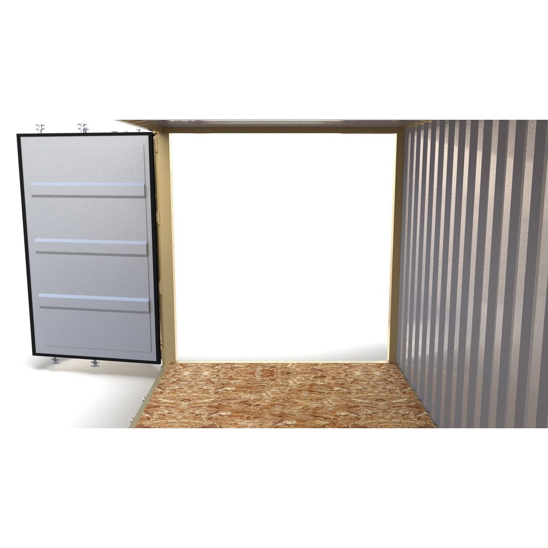 20ft Shipping Container 3D Model – Open Style, Game Ready Formats - View 14
