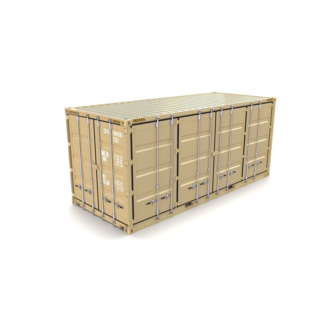 20ft Shipping Container 3D Model – Open Style, Game Ready Formats - View 15