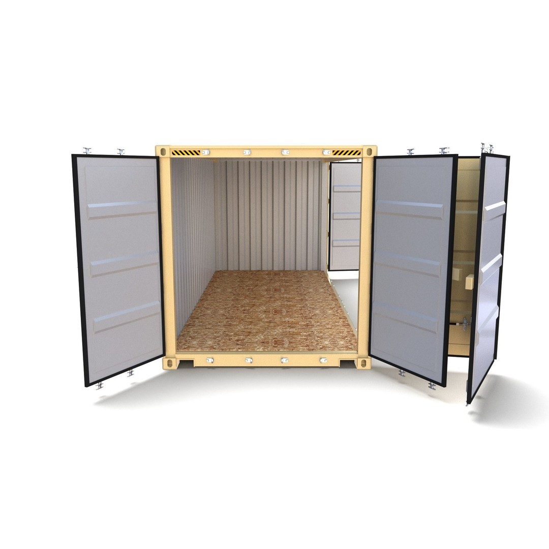 20ft Shipping Container 3D Model – Open Style, Game Ready Formats - View 16
