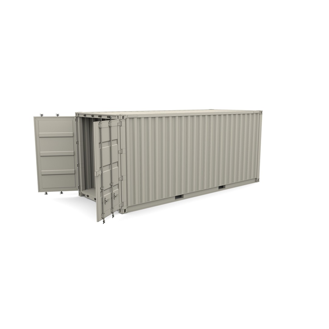 20ft Shipping Container 3D Model – Open Style, Game Ready Formats - View 17