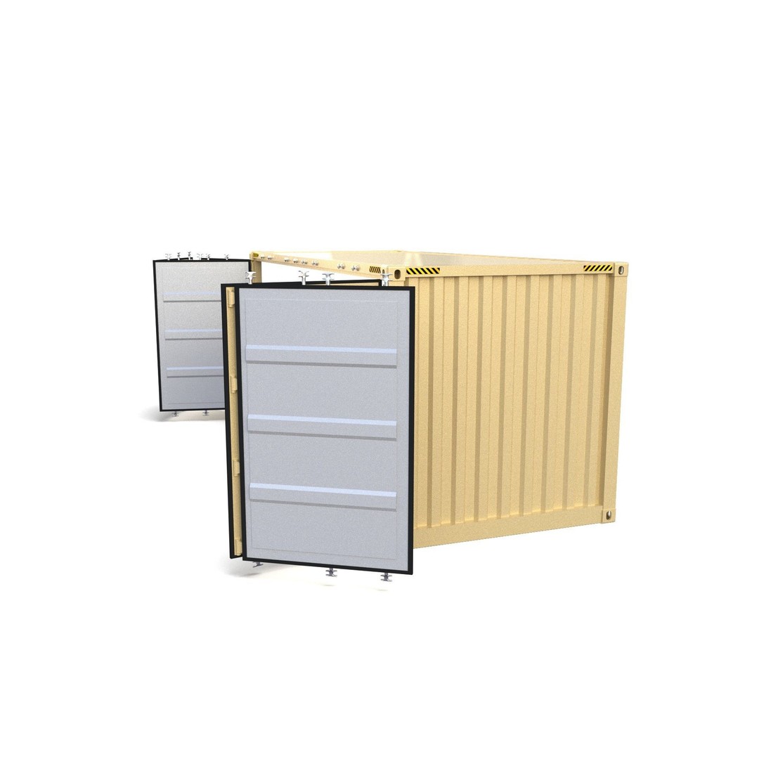 20ft Shipping Container 3D Model – Open Style, Game Ready Formats - View 7