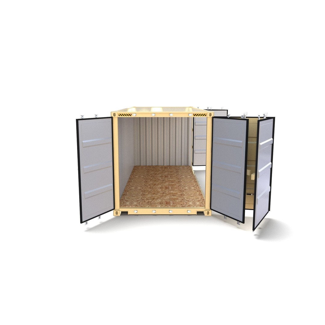 20ft Shipping Container 3D Model – Open Style, Game Ready Formats - View 8