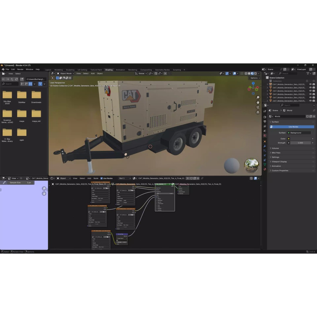 CAT Mobile Generator Sets XQ125 3D Model – High-Poly PBR Asset, FBX/OBJ - View 11
