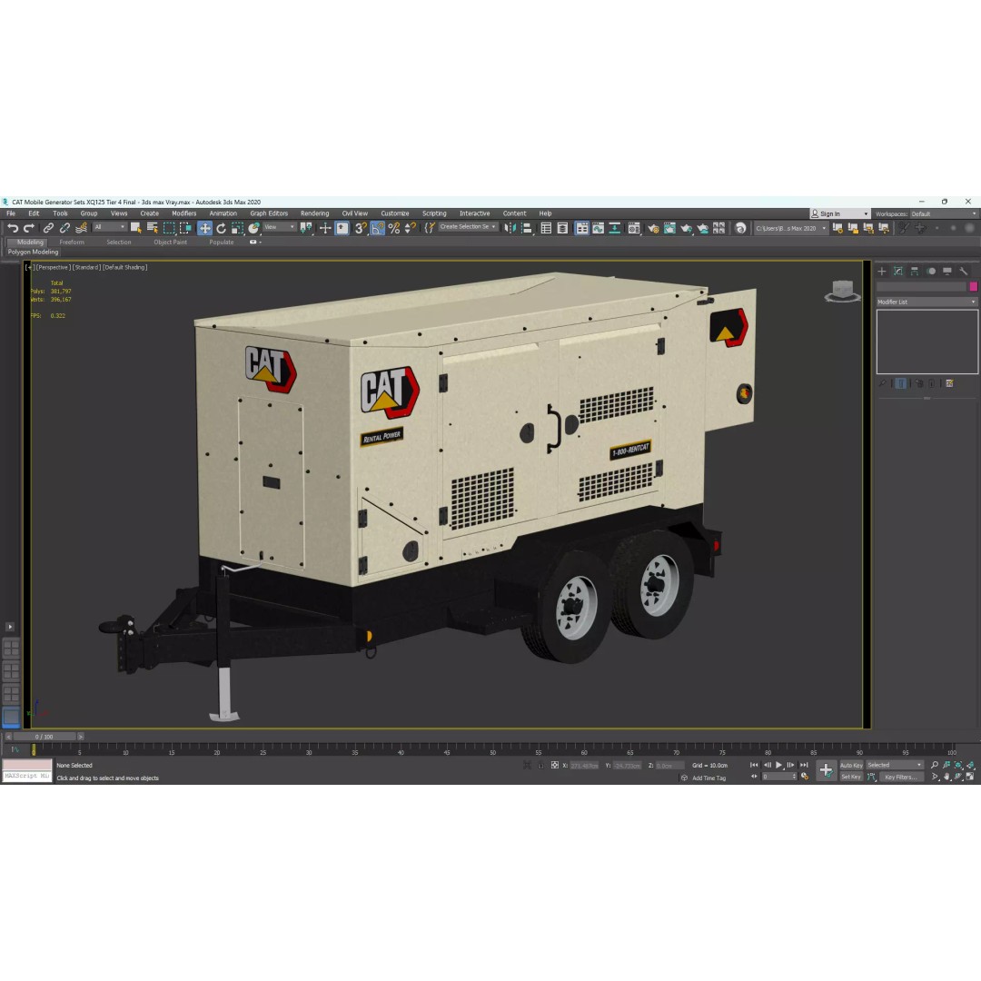 CAT Mobile Generator Sets XQ125 3D Model – High-Poly PBR Asset, FBX/OBJ - View 13
