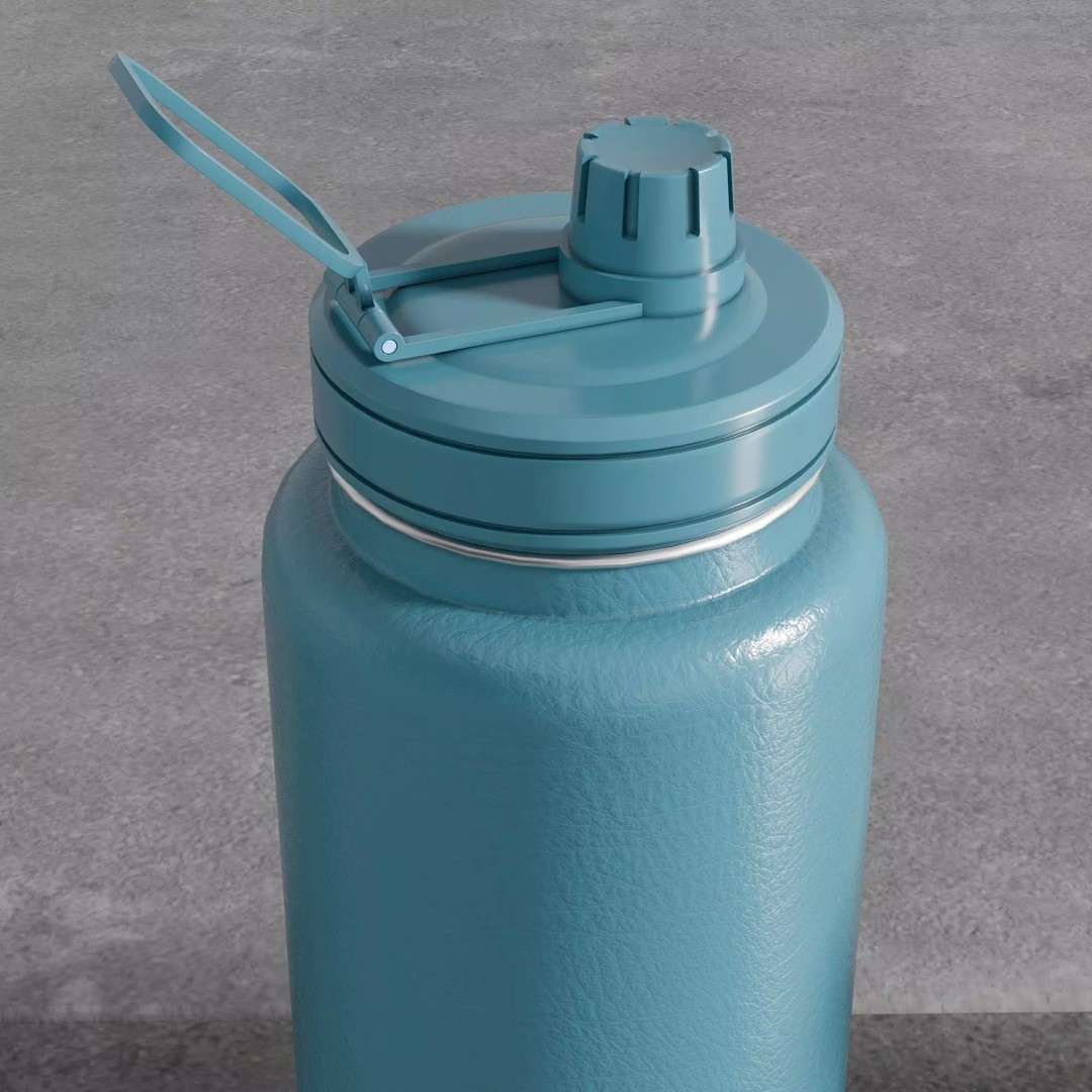 Water Bottle 3D Model – Modern Thermos Flask Set, FBX, PBR - View 10