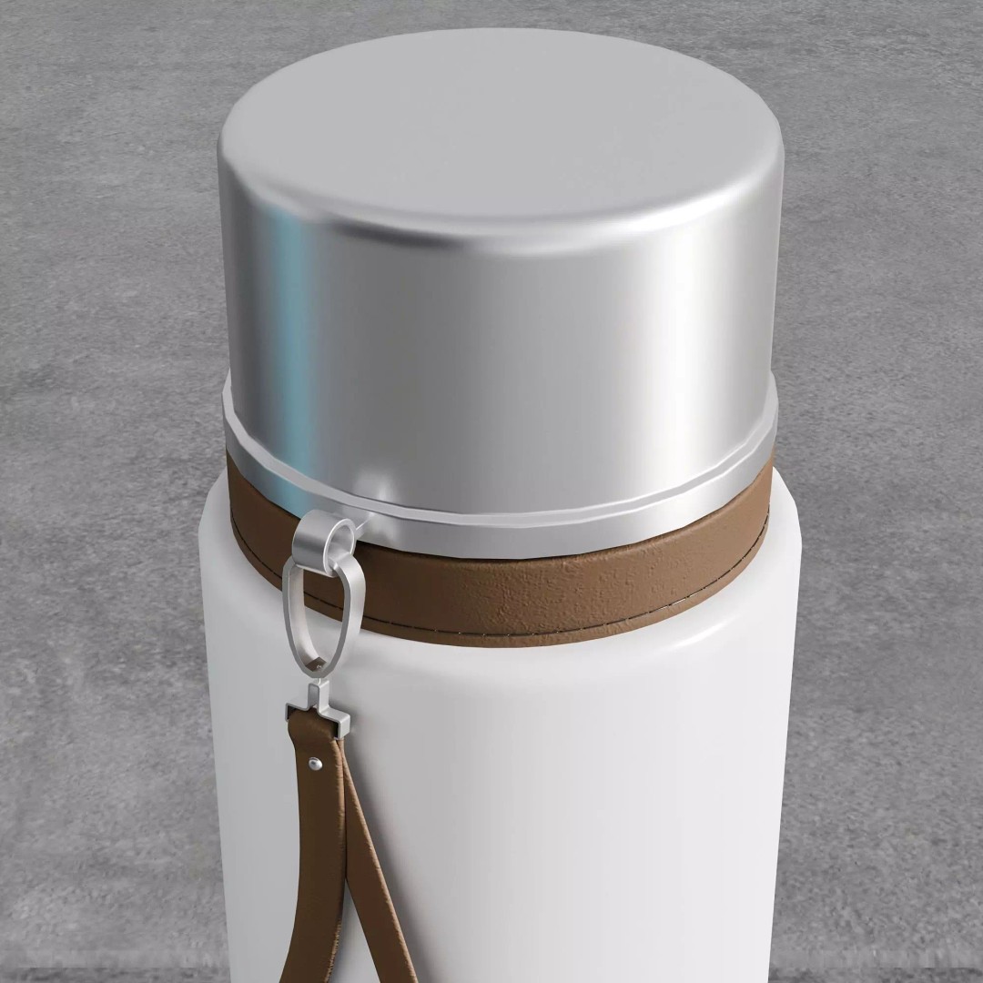 Water Bottle 3D Model – Modern Thermos Flask Set, FBX, PBR - View 9