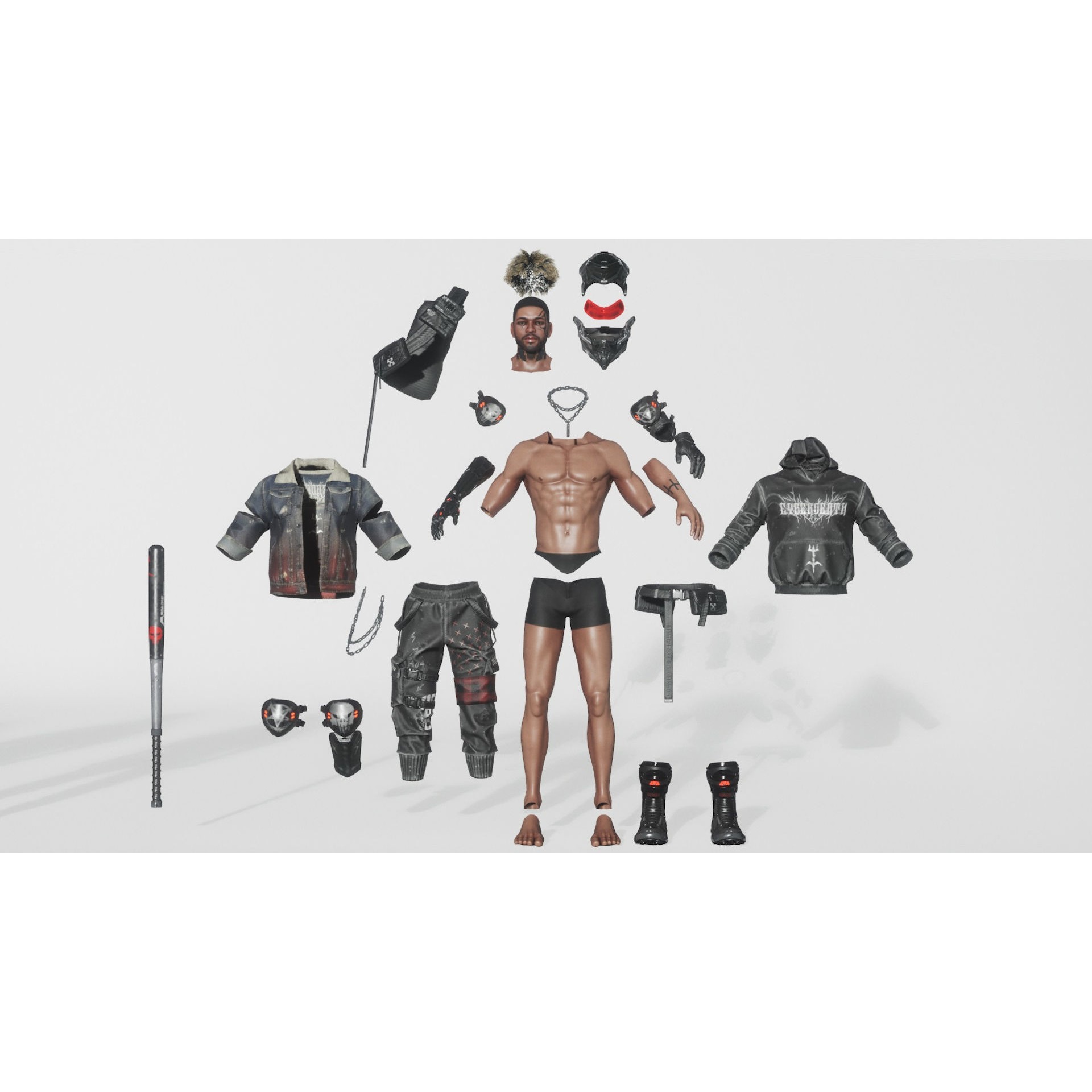 Cyberpunk Metalhead Character - Low-Poly Game-Ready 3D Model - View 11