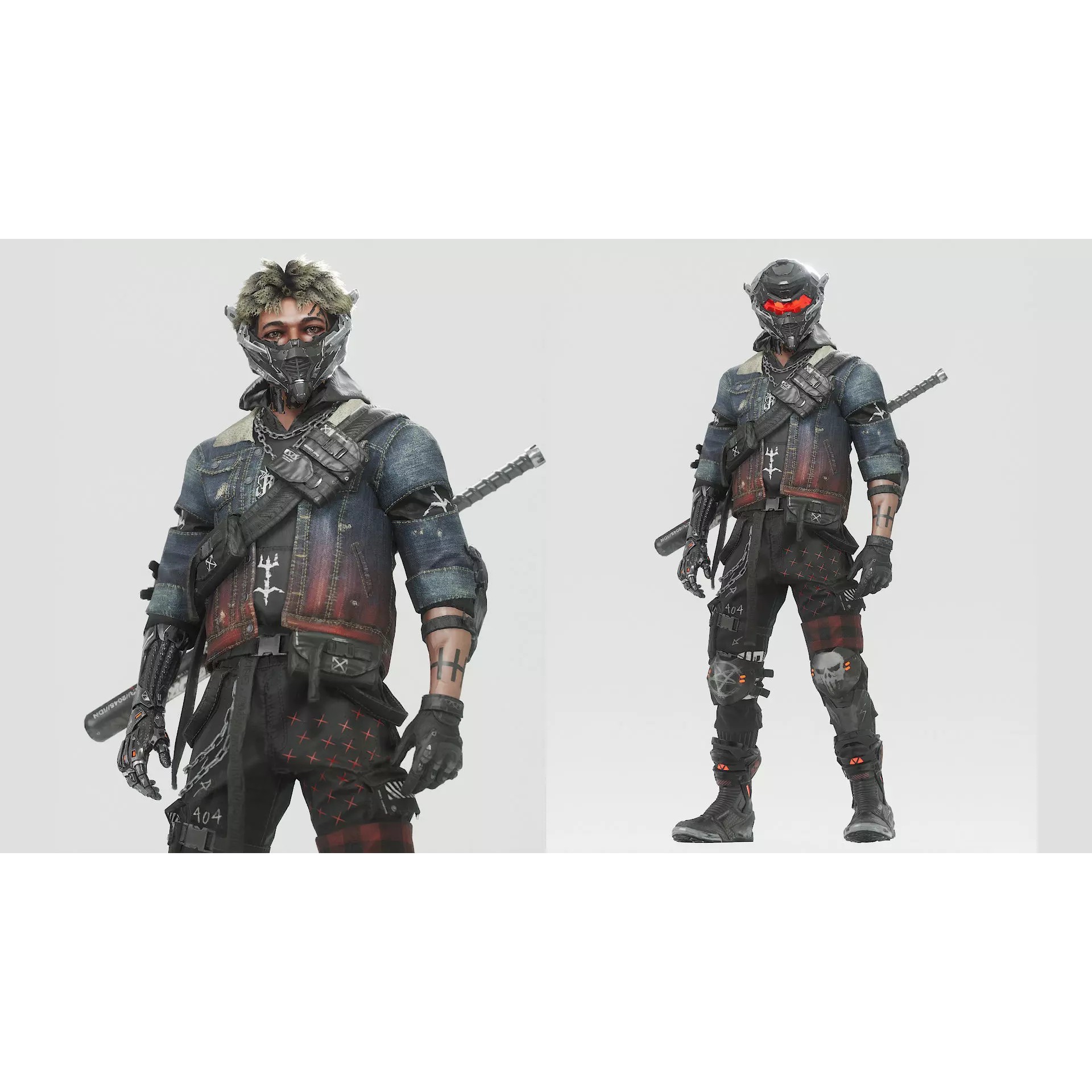 Cyberpunk Metalhead Character - Low-Poly Game-Ready 3D Model - View 2