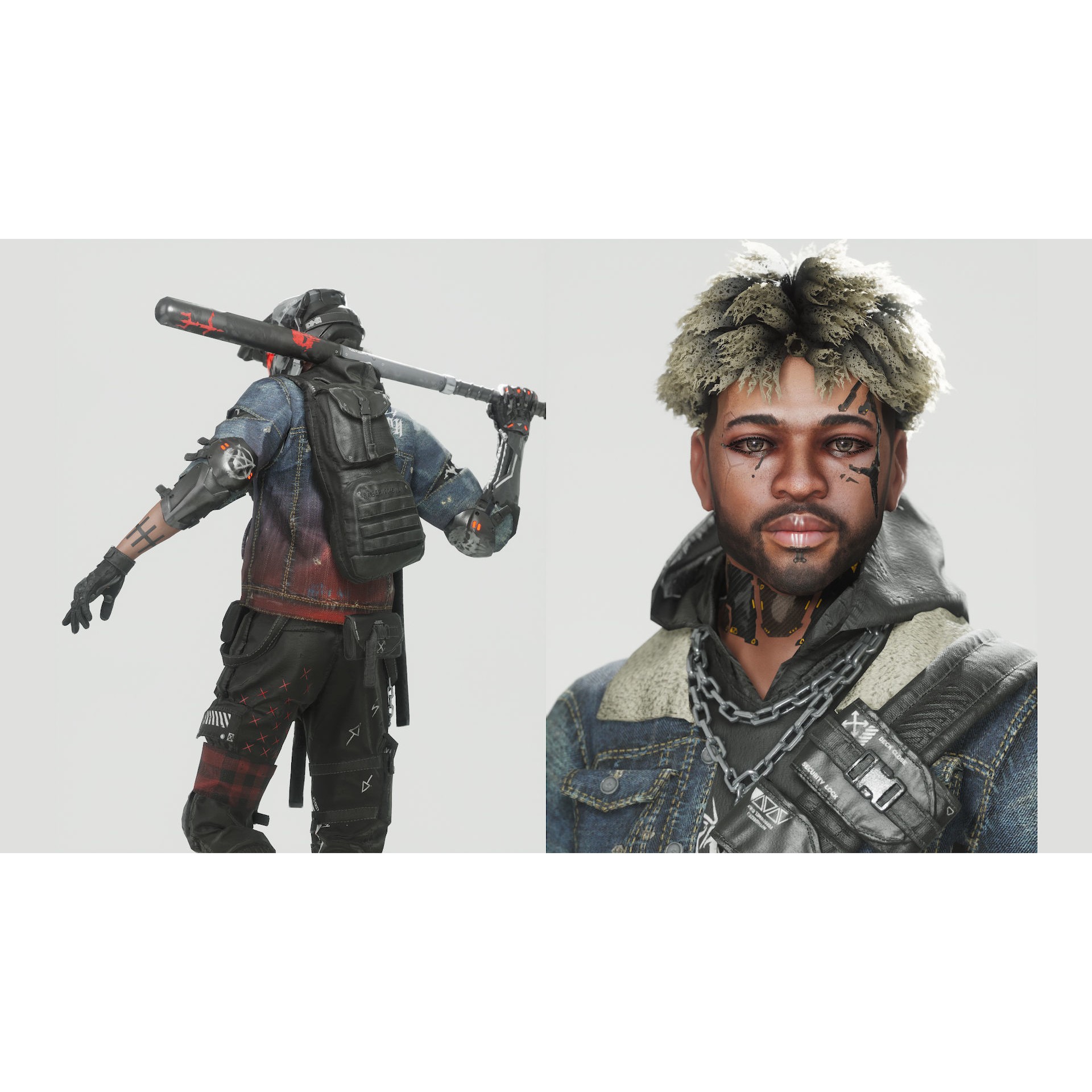 Cyberpunk Metalhead Character - Low-Poly Game-Ready 3D Model - View 4