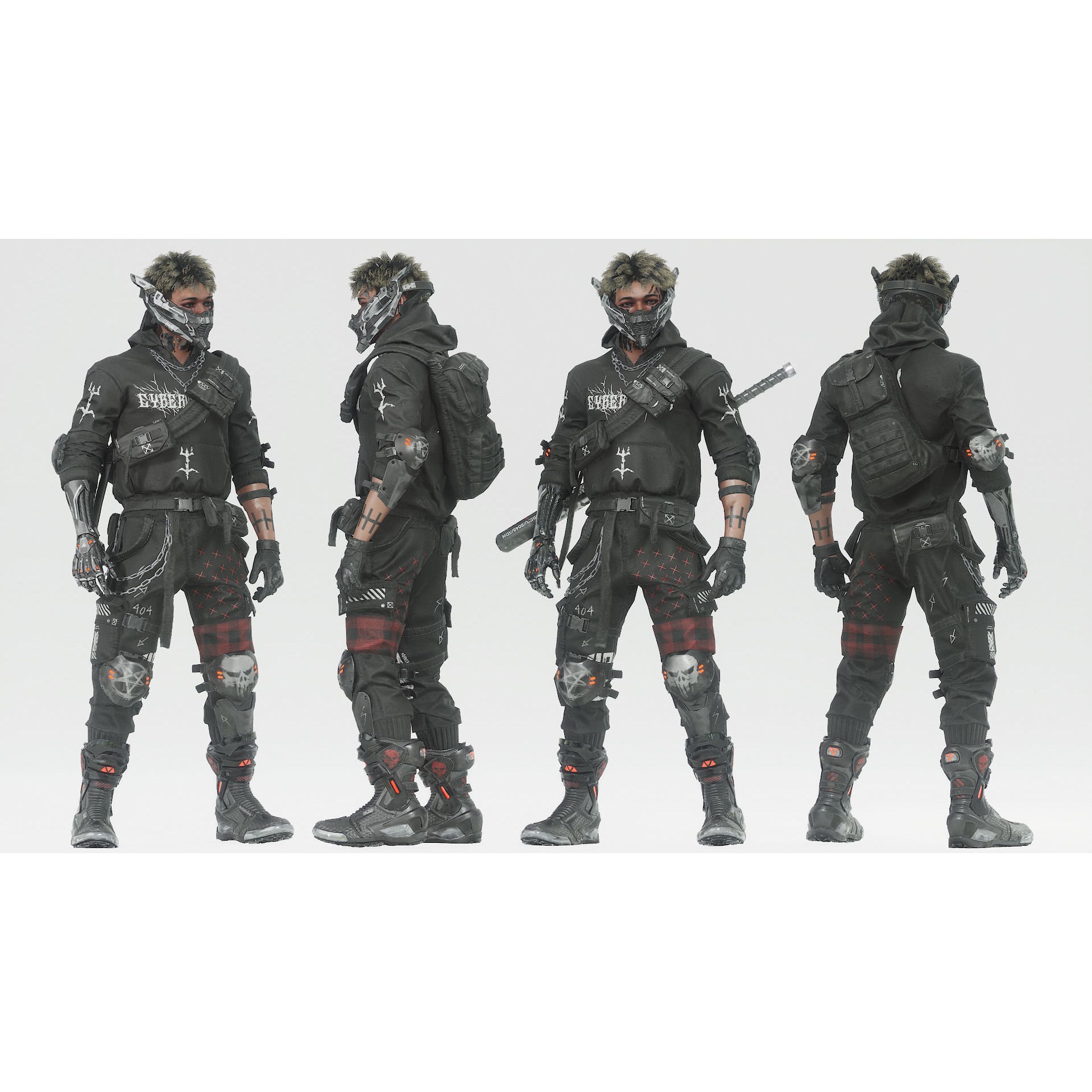 Cyberpunk Metalhead Character - Low-Poly Game-Ready 3D Model - View 5