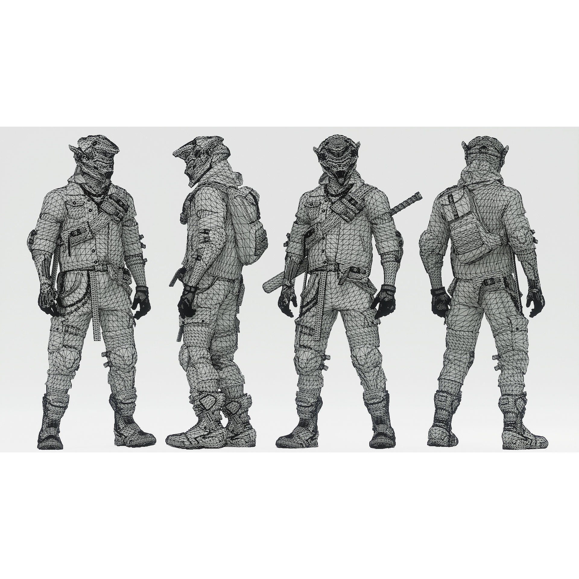 Cyberpunk Metalhead Character - Low-Poly Game-Ready 3D Model - View 7