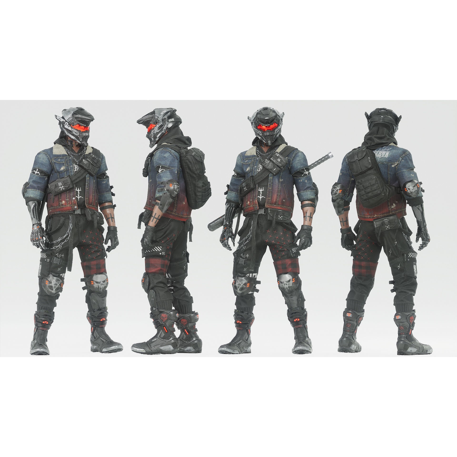 Cyberpunk Metalhead Character - Low-Poly Game-Ready 3D Model - View 8