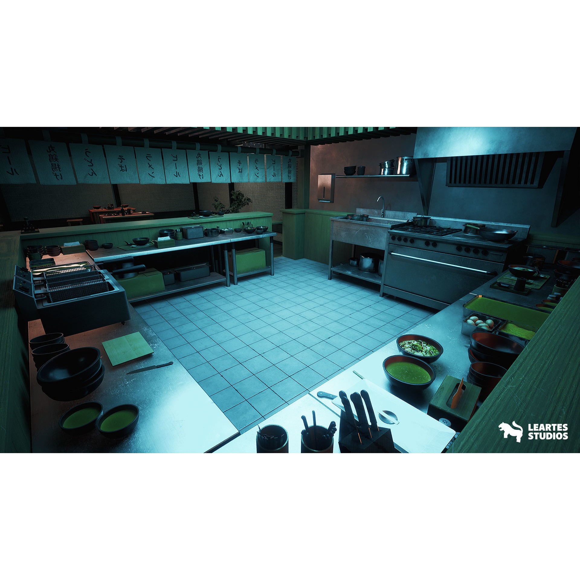 Ramen Restaurant Environment - Low-Poly Game-Ready 3D Model - View 11