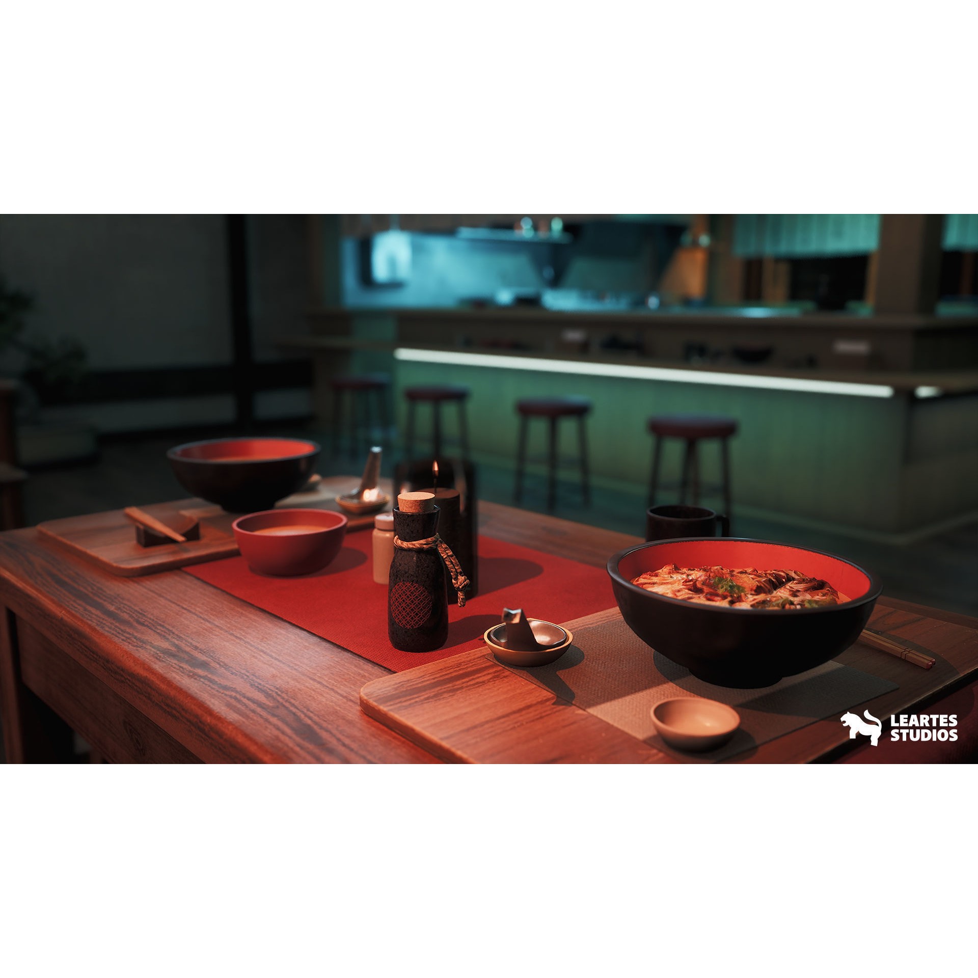 Ramen Restaurant Environment - Low-Poly Game-Ready 3D Model - View 13