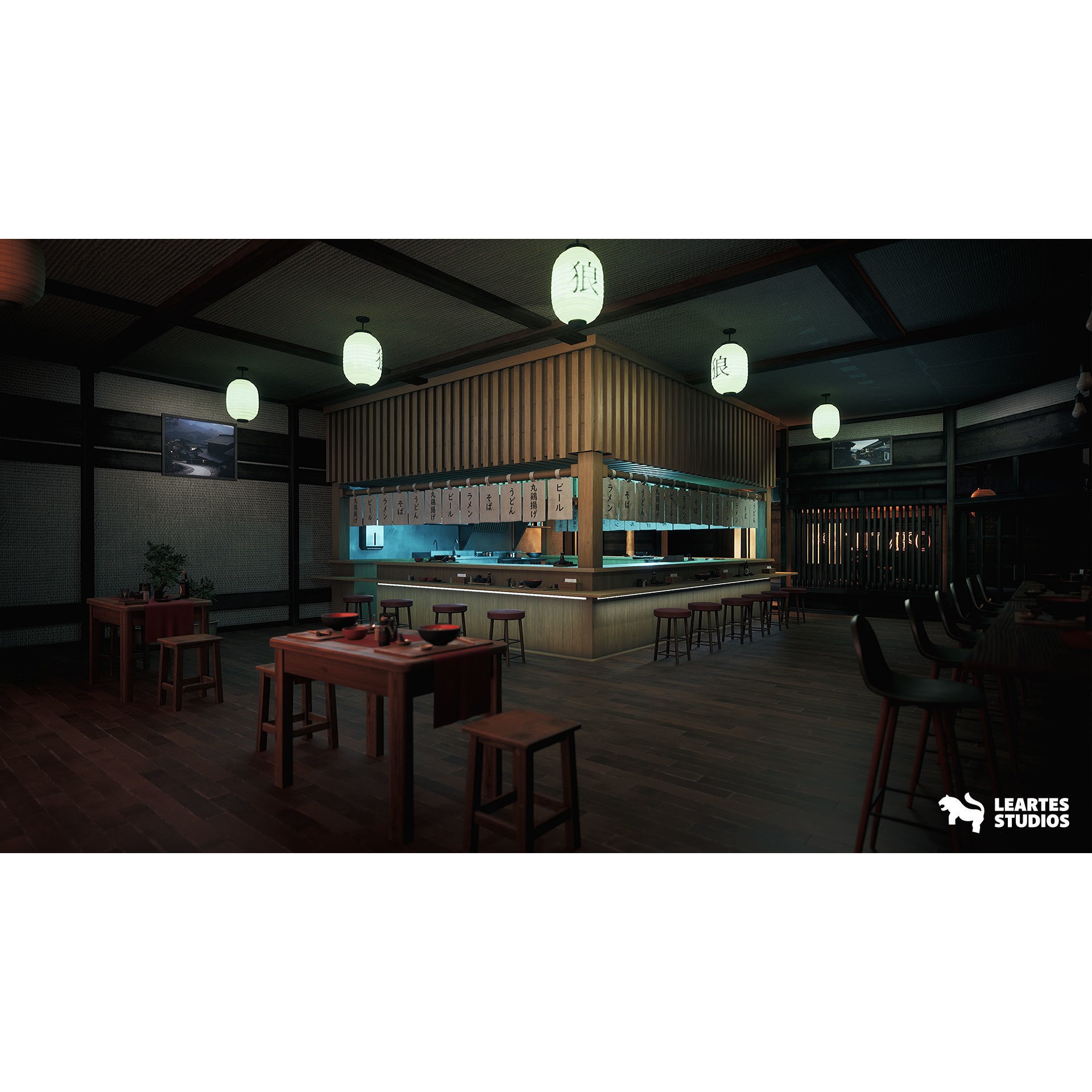 Ramen Restaurant Environment - Low-Poly Game-Ready 3D Model - View 15
