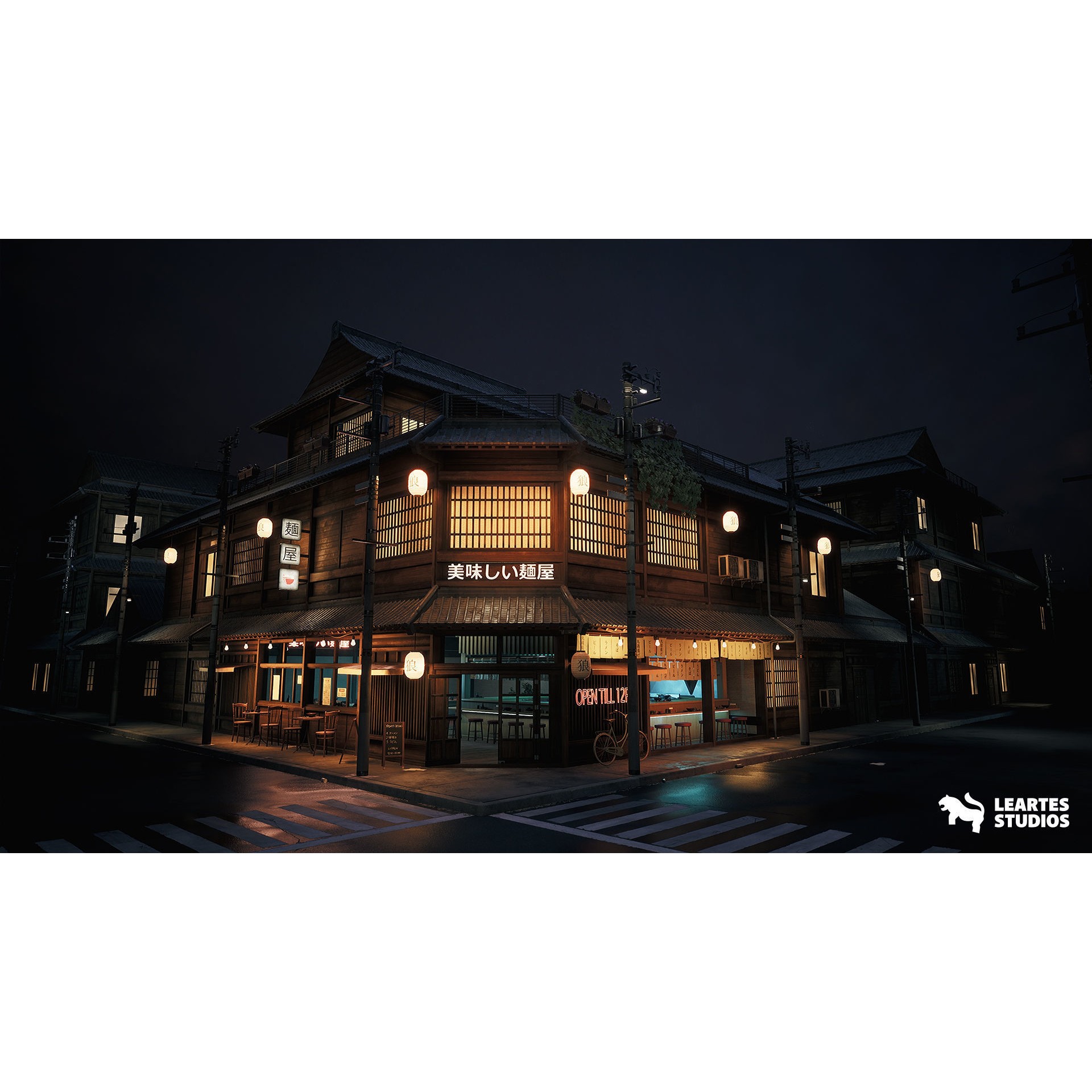 Ramen Restaurant Environment - Low-Poly Game-Ready 3D Model - View 3