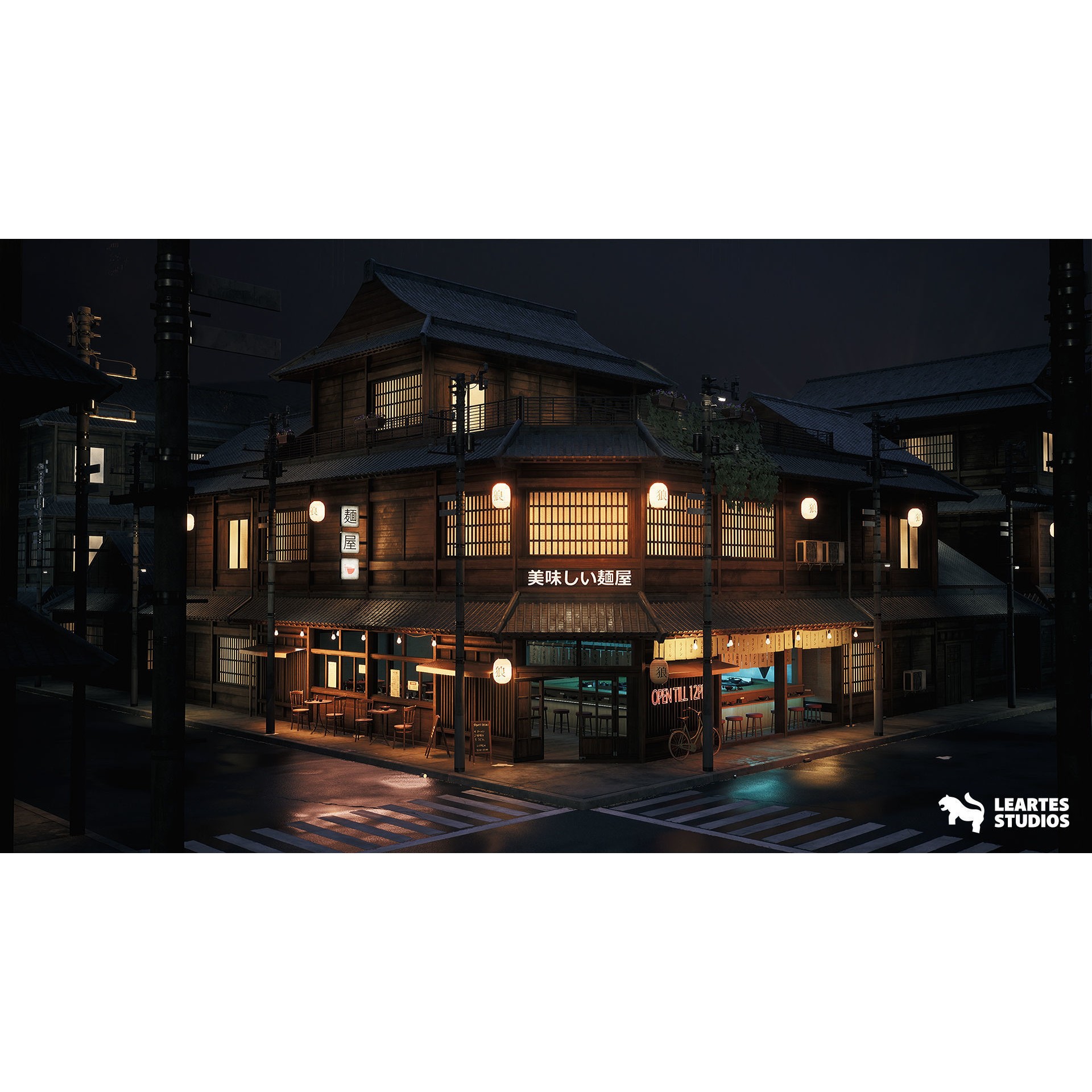 Ramen Restaurant Environment - Low-Poly Game-Ready 3D Model - View 4