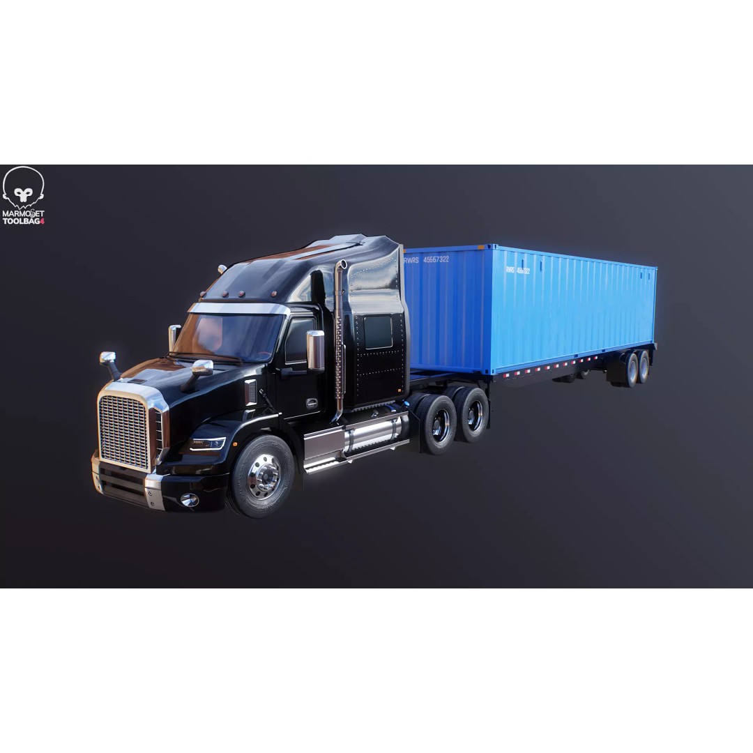 Generic Semi Truck 3D Model – High Poly PBR Vehicle, FBX - View 10