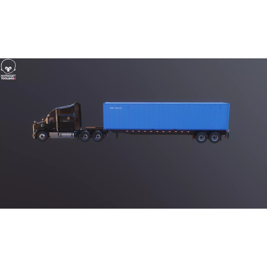 Generic Semi Truck 3D Model – High Poly PBR Vehicle, FBX - View 21