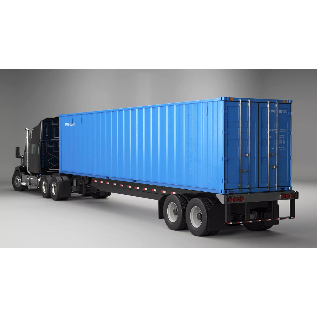 Generic Semi Truck 3D Model – High Poly PBR Vehicle, FBX - View 4