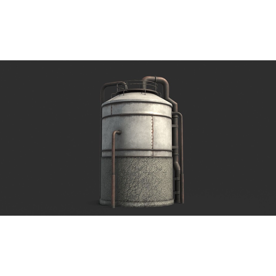 Rusty Industrial Tank 3D Model – Low Poly PBR Asset, FBX - View 10
