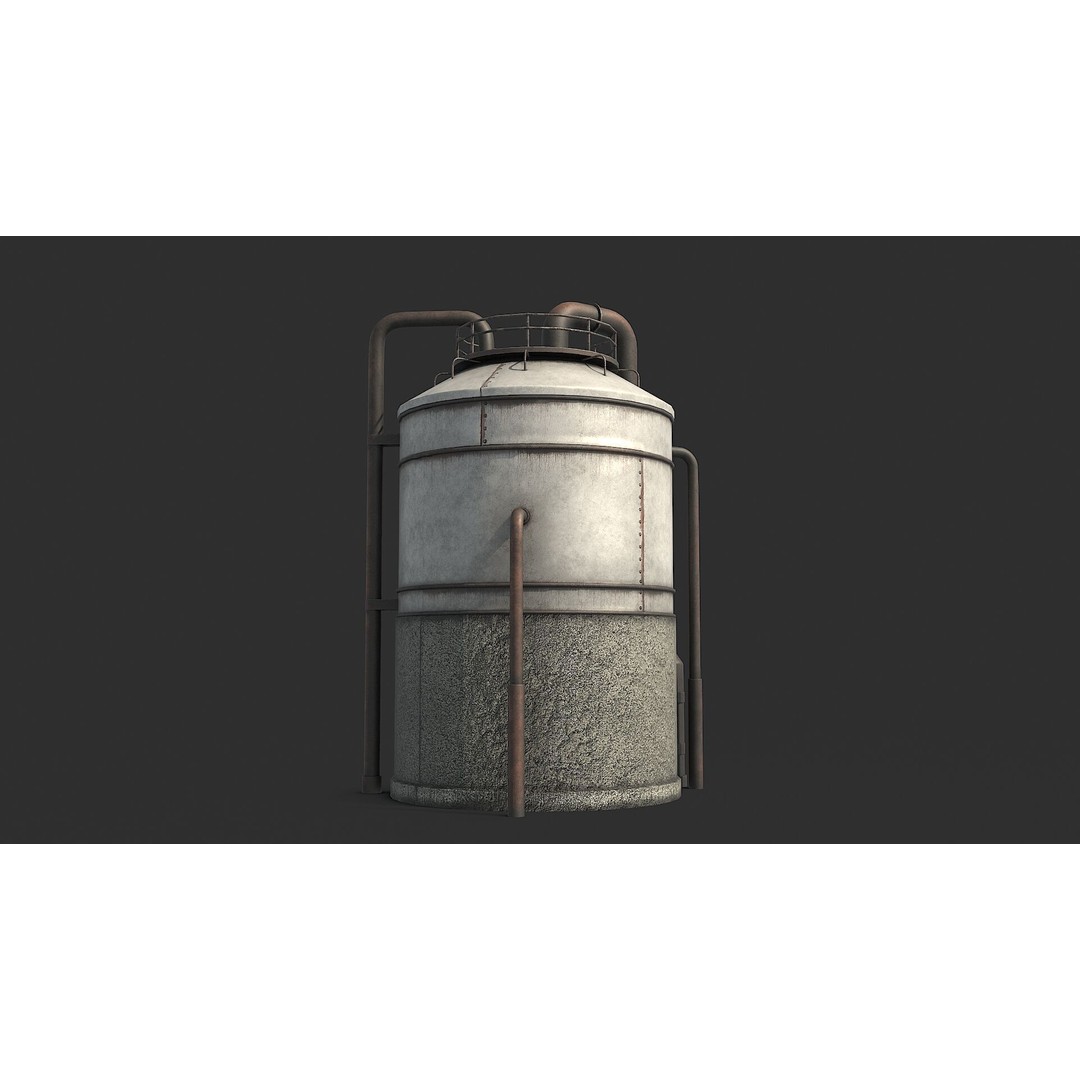 Rusty Industrial Tank 3D Model – Low Poly PBR Asset, FBX - View 11