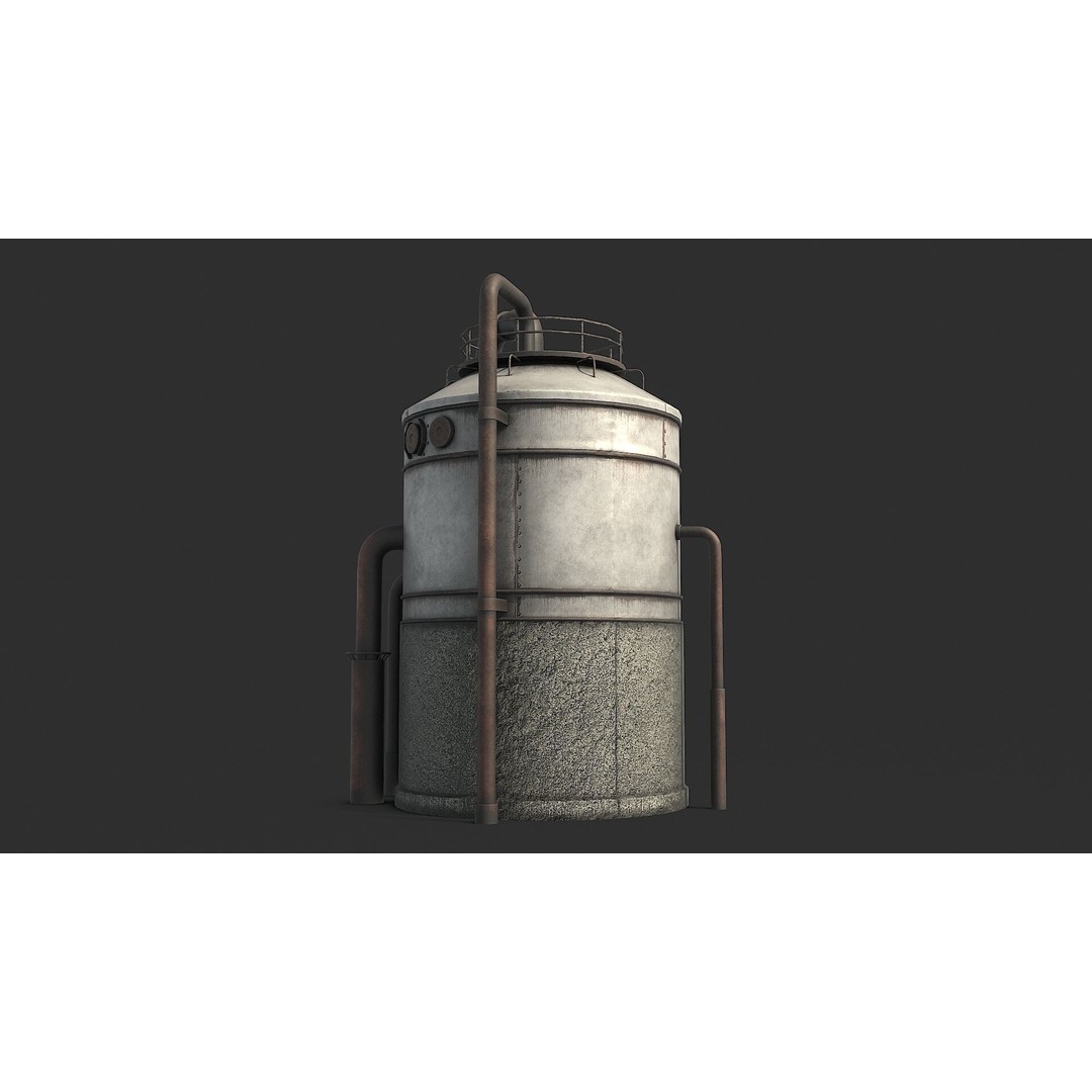 Rusty Industrial Tank 3D Model – Low Poly PBR Asset, FBX - View 12