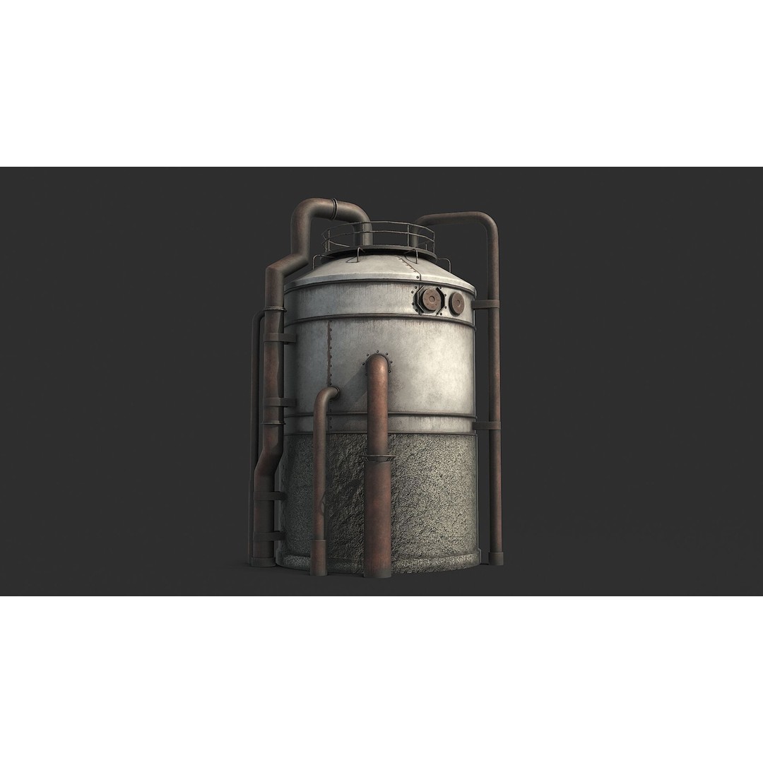 Rusty Industrial Tank 3D Model – Low Poly PBR Asset, FBX - View 13