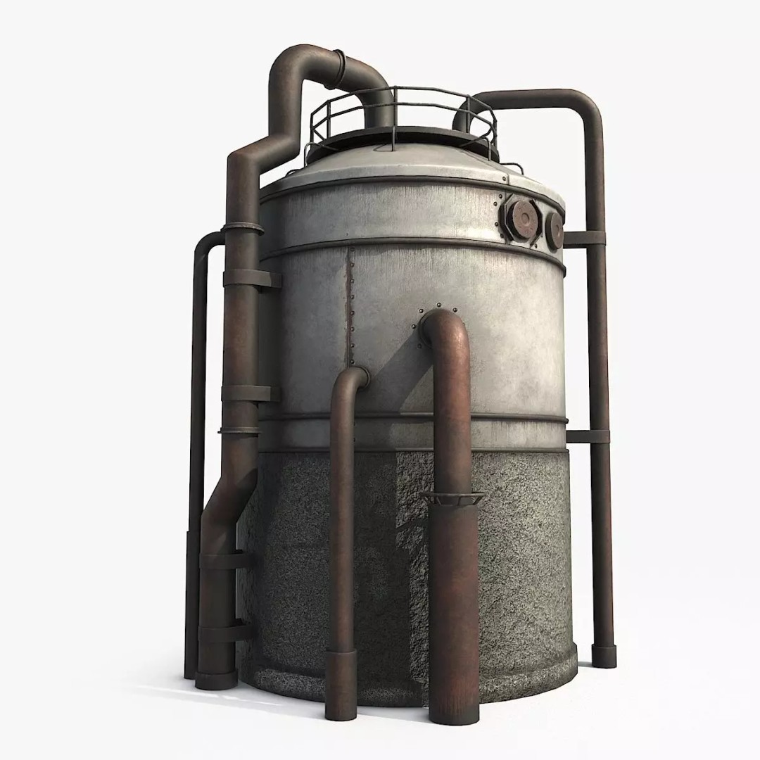 Rusty Industrial Tank 3D Model – Low Poly PBR Asset, FBX - View 2