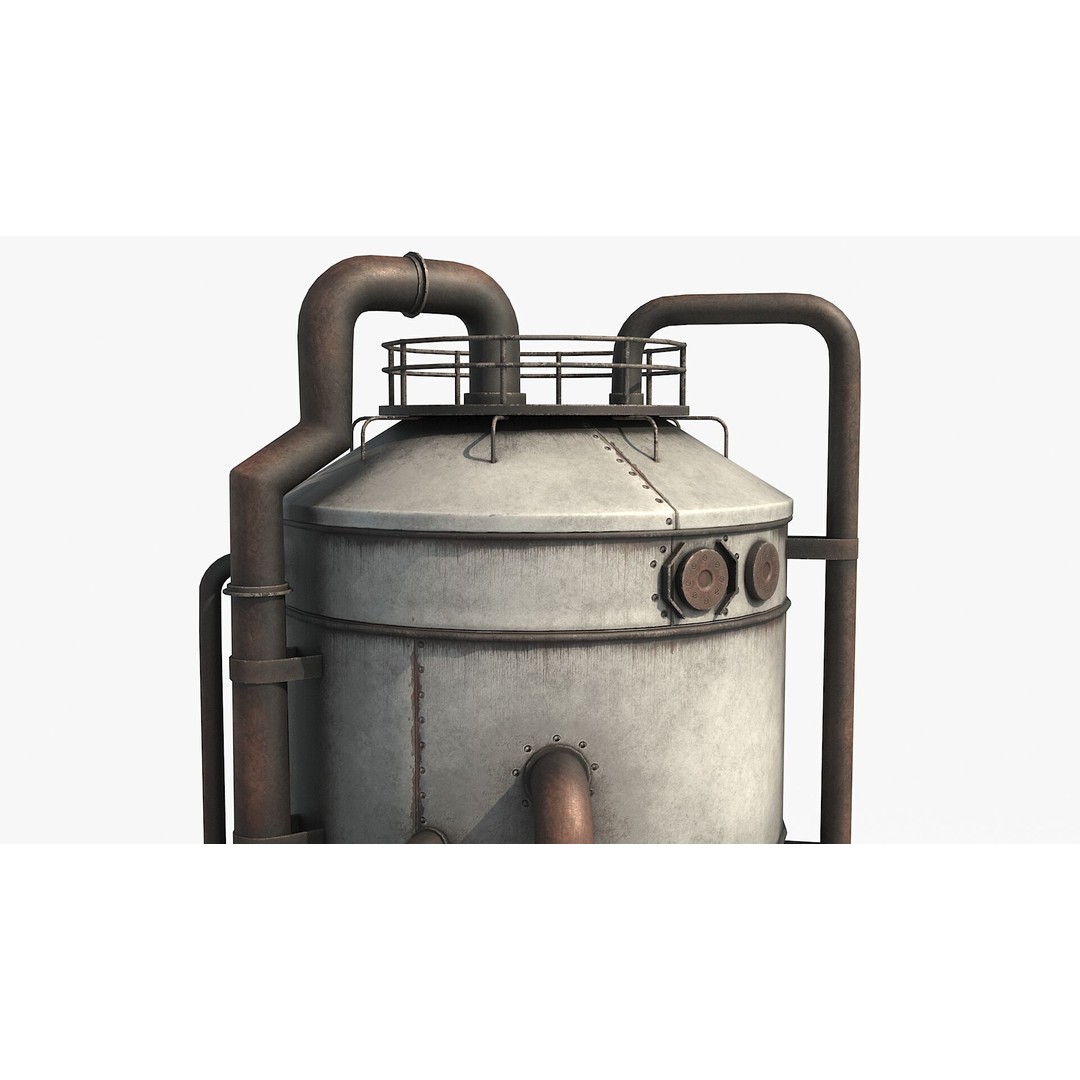 Rusty Industrial Tank 3D Model – Low Poly PBR Asset, FBX - View 4