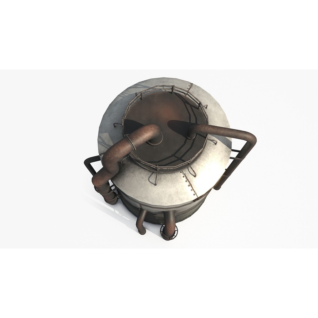 Rusty Industrial Tank 3D Model – Low Poly PBR Asset, FBX - View 6