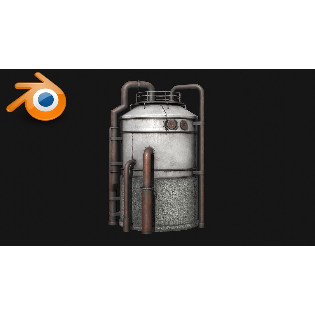 Rusty Industrial Tank 3D Model – Low Poly PBR Asset, FBX - View 7