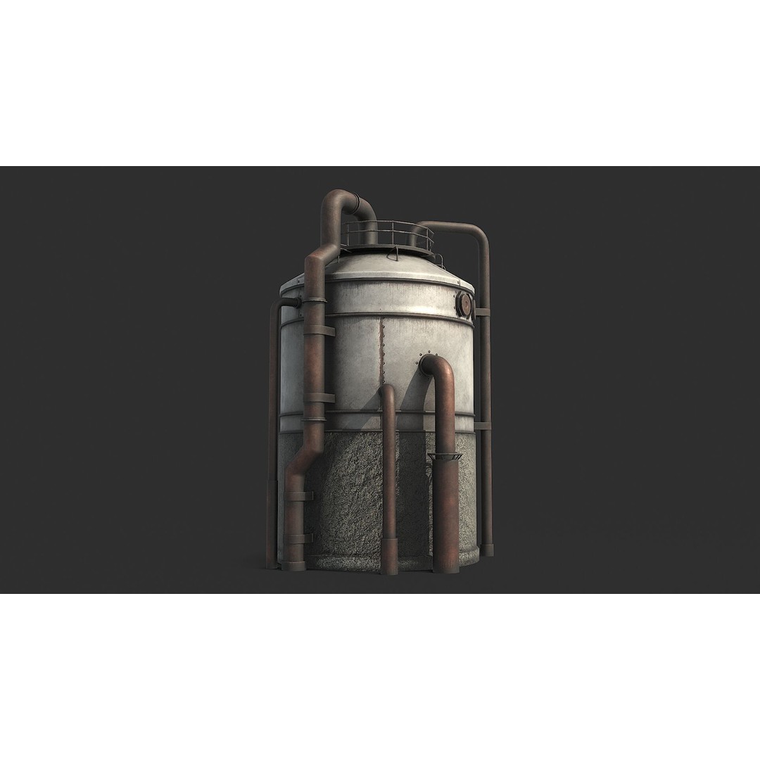 Rusty Industrial Tank 3D Model – Low Poly PBR Asset, FBX - View 8