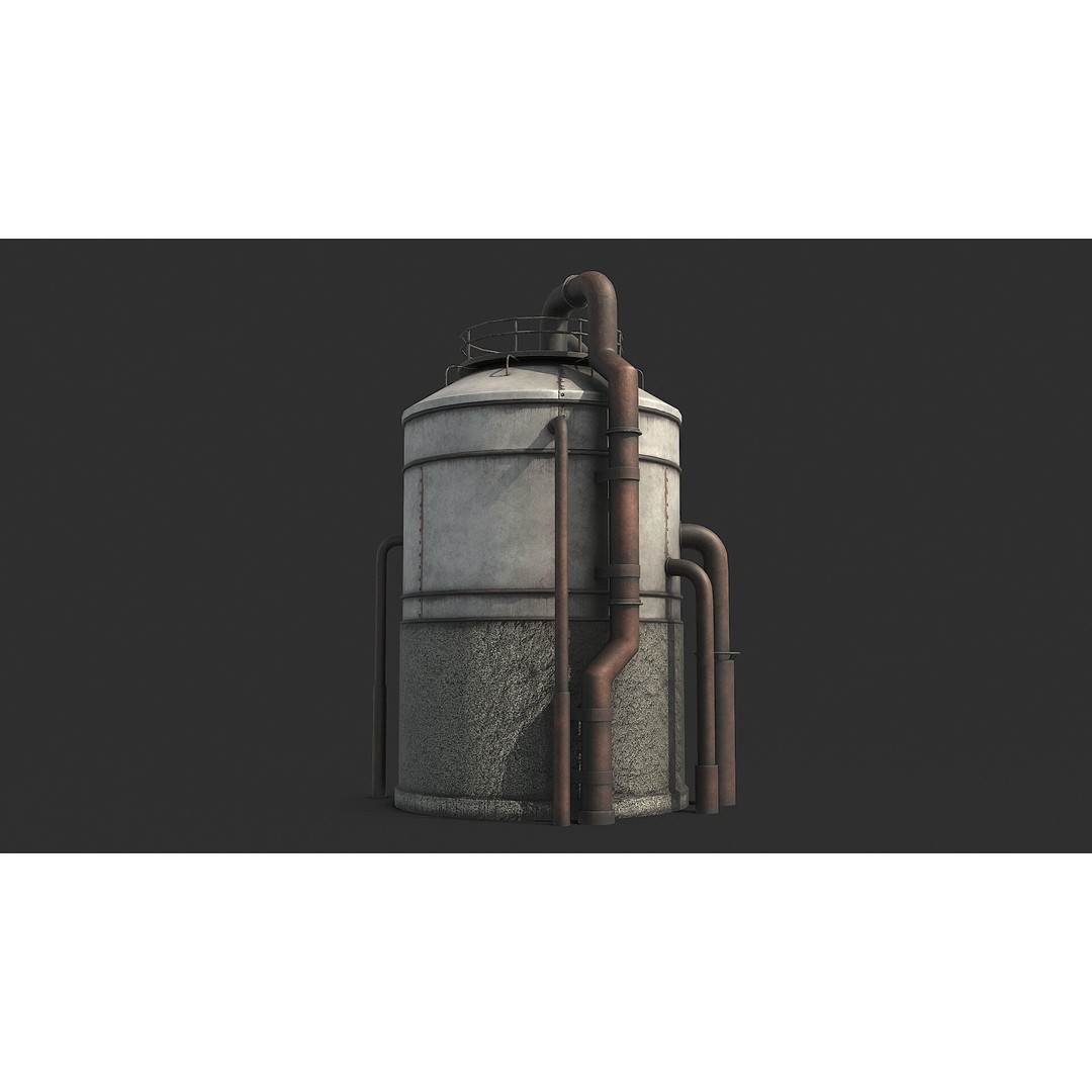 Rusty Industrial Tank 3D Model – Low Poly PBR Asset, FBX - View 9