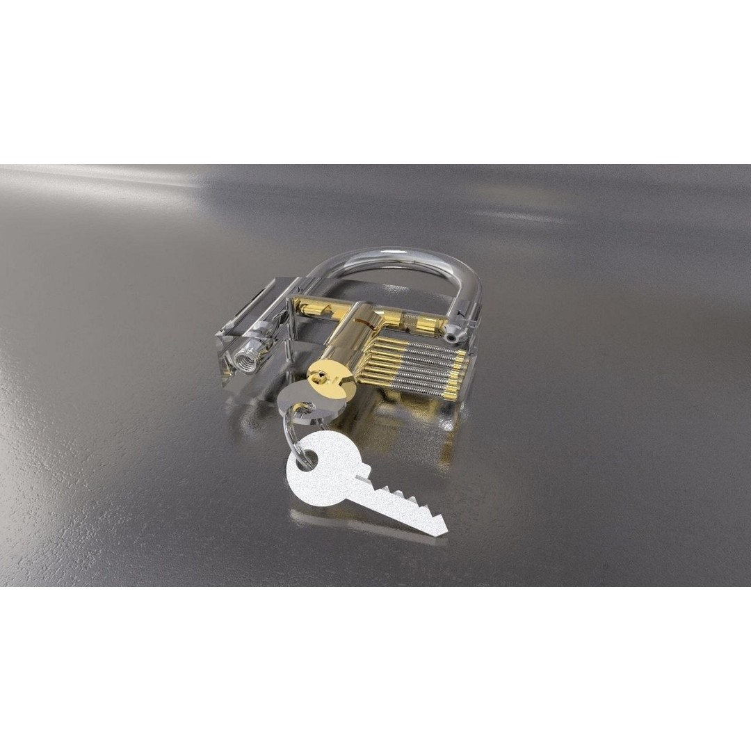 Safety Padlock 3D Model – High-Detail Industrial Asset, FBX & OBJ - View 3