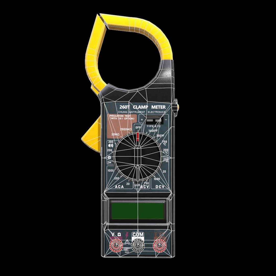 Digital AC Clamp Meter 3D Model – Low Poly PBR Asset, FBX, OBJ - View 21