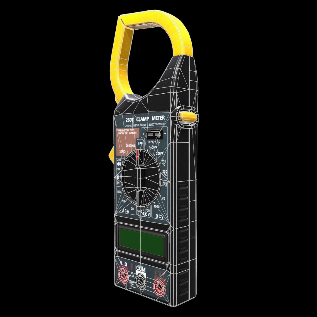 Digital AC Clamp Meter 3D Model – Low Poly PBR Asset, FBX, OBJ - View 22