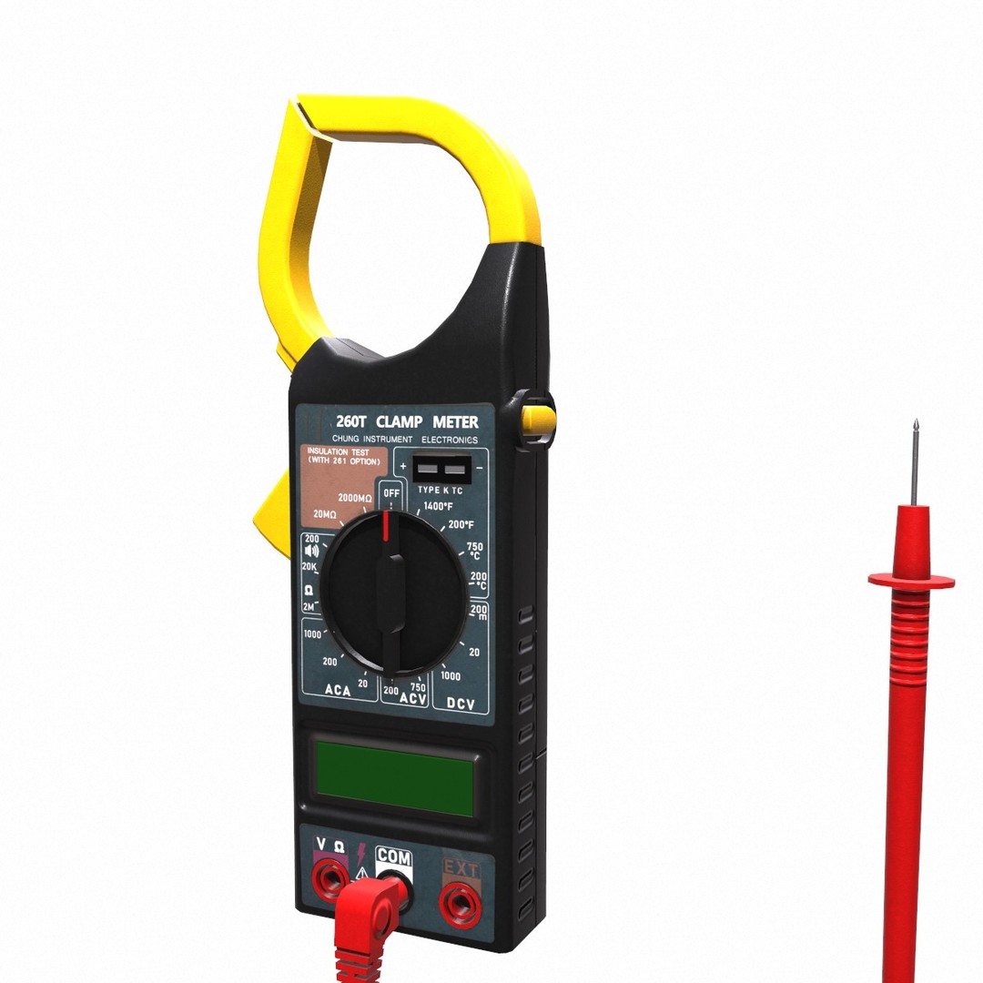 Digital AC Clamp Meter 3D Model – Low Poly PBR Asset, FBX, OBJ - View 3