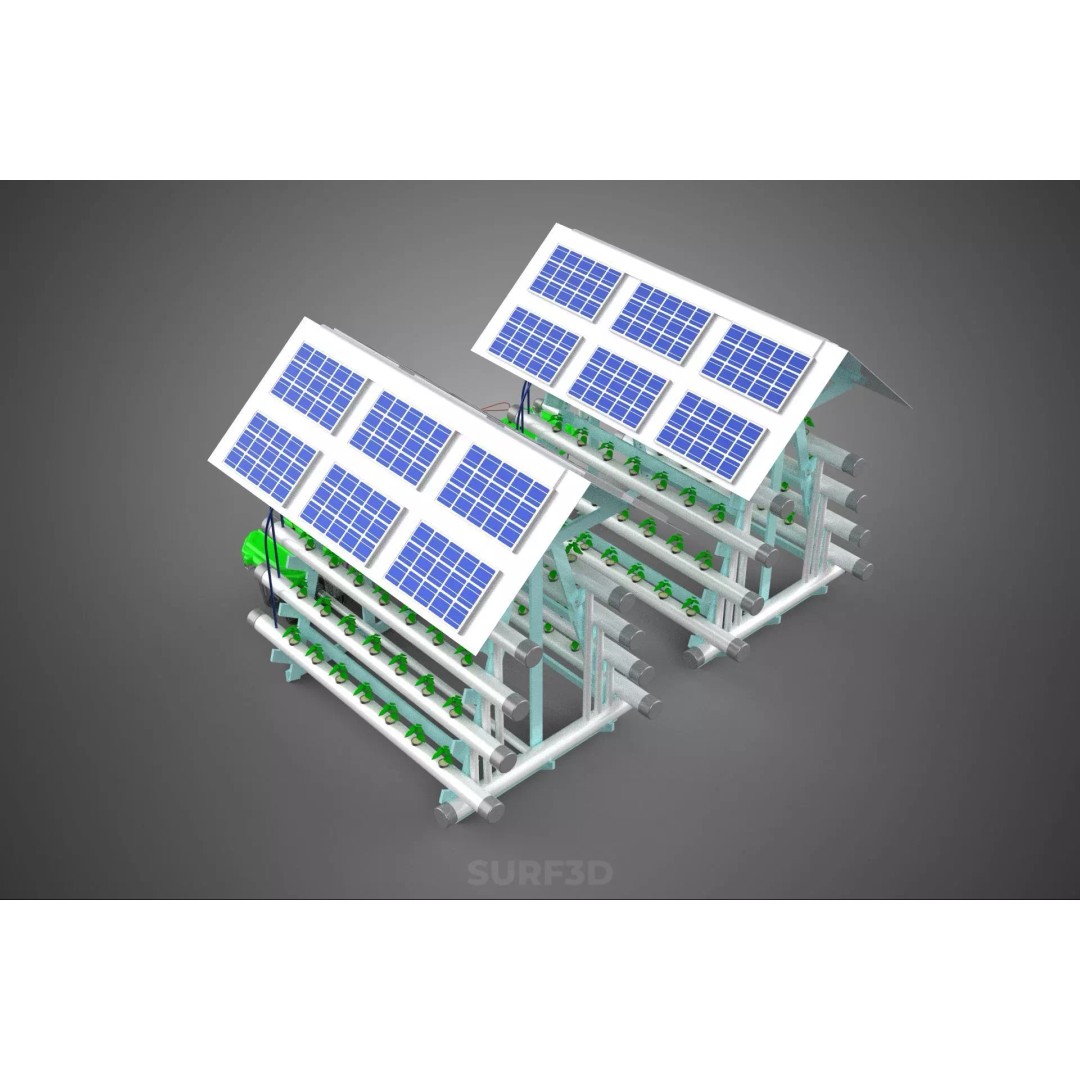 IoT Smart Hydroponic Solar Panel Power Farm 3D Model – PBR Game Asset, FBX, OBJ - View 10
