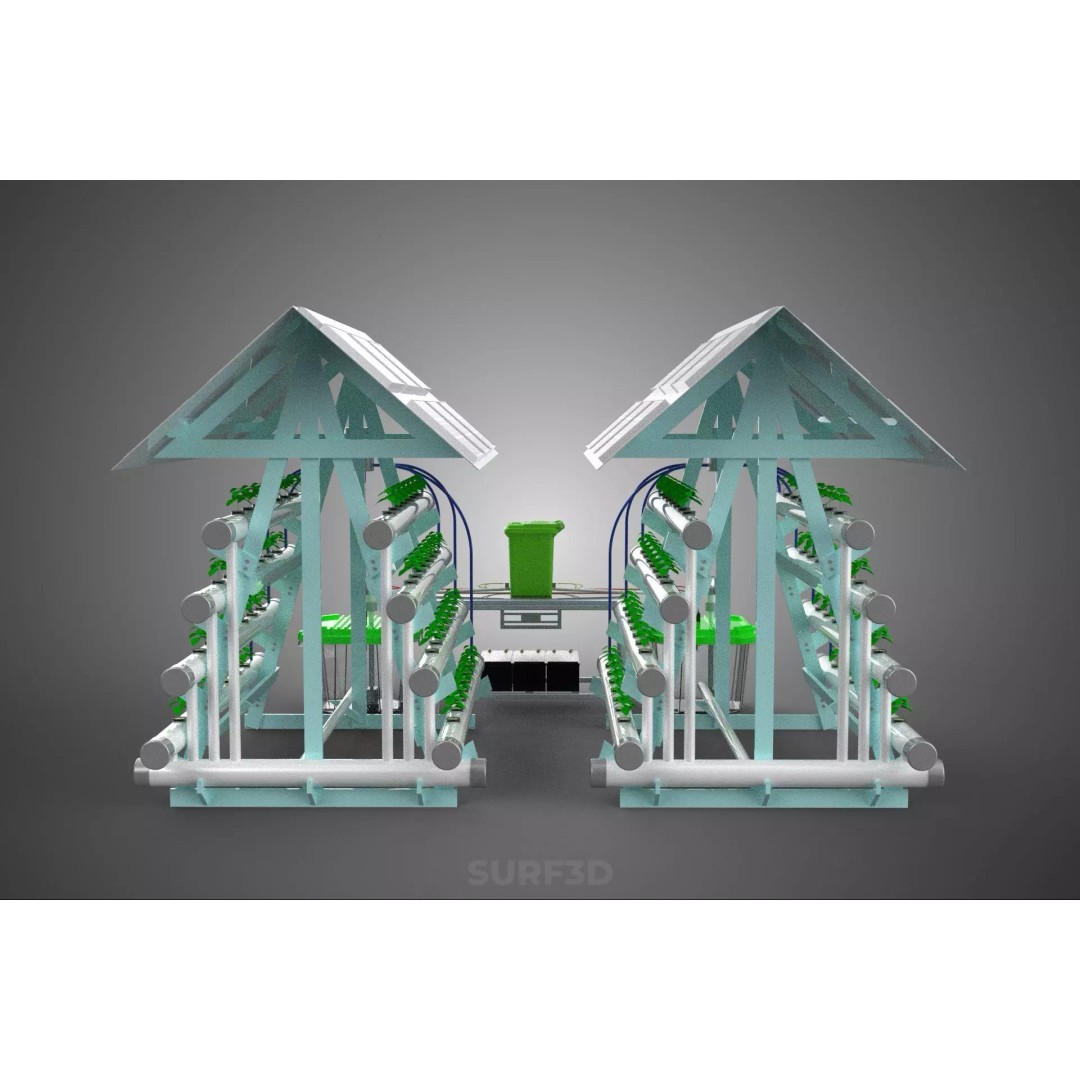 IoT Smart Hydroponic Solar Panel Power Farm 3D Model – PBR Game Asset, FBX, OBJ - View 11