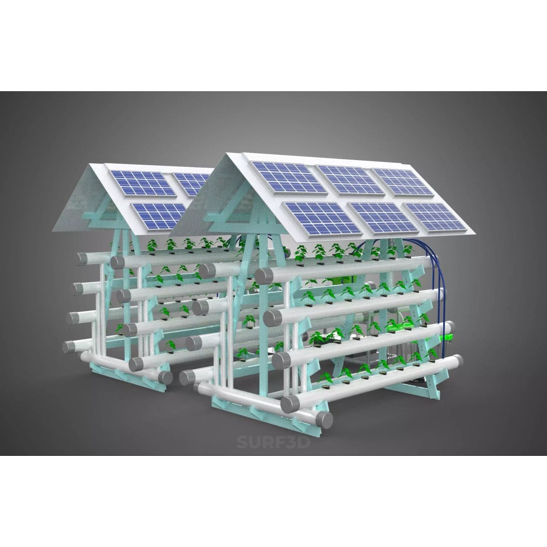 IoT Smart Hydroponic Solar Panel Power Farm 3D Model – PBR Game Asset, FBX, OBJ - View 12